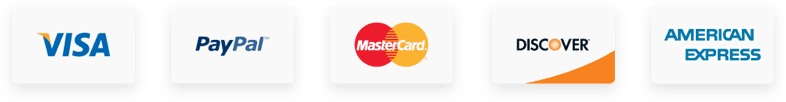 Accepted payment methods: Visa, PayPal, MasterCard, Discover, American Express